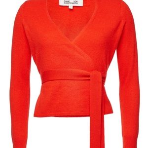 DVF Red Wrap Sweater (Small)